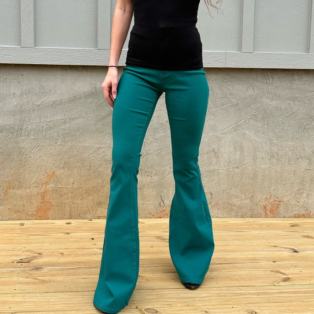 Teal Bell Bottom Flares